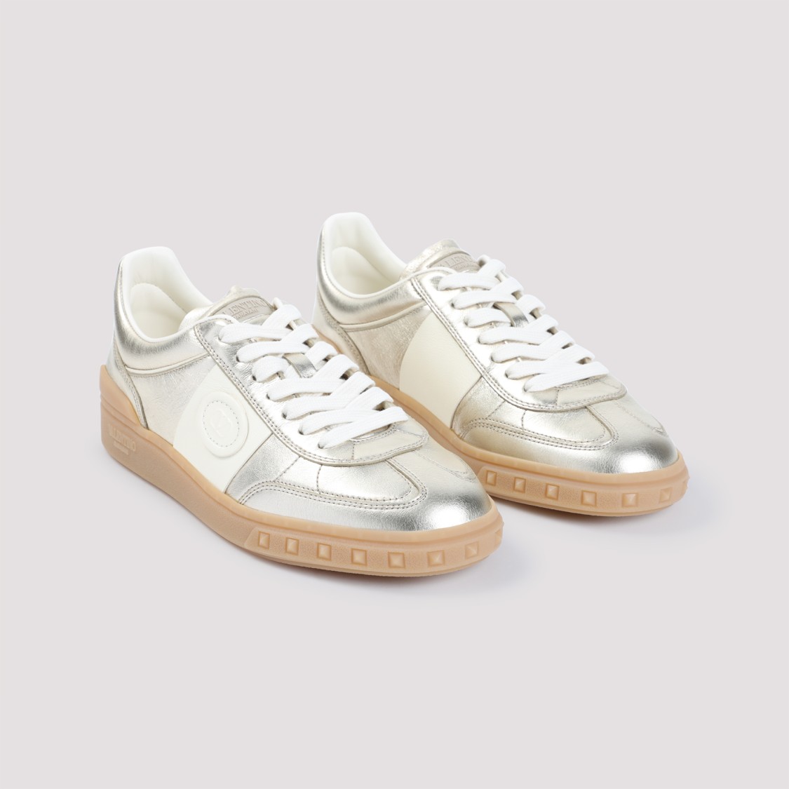 Valentino Garavani Upvillage Panelled Metallic Leather Sneakers In Multicolor