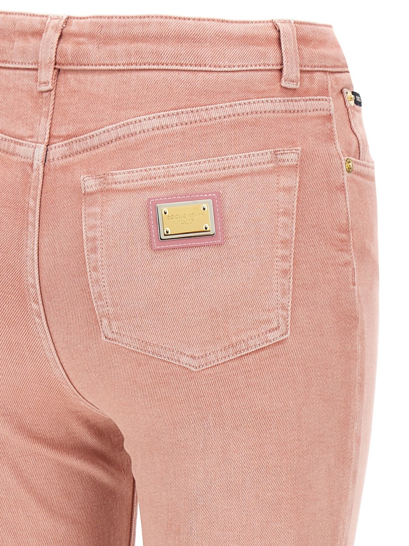 Dolce & Gabbana Artisanal Stretch Denim High-waist Jeans In Pink