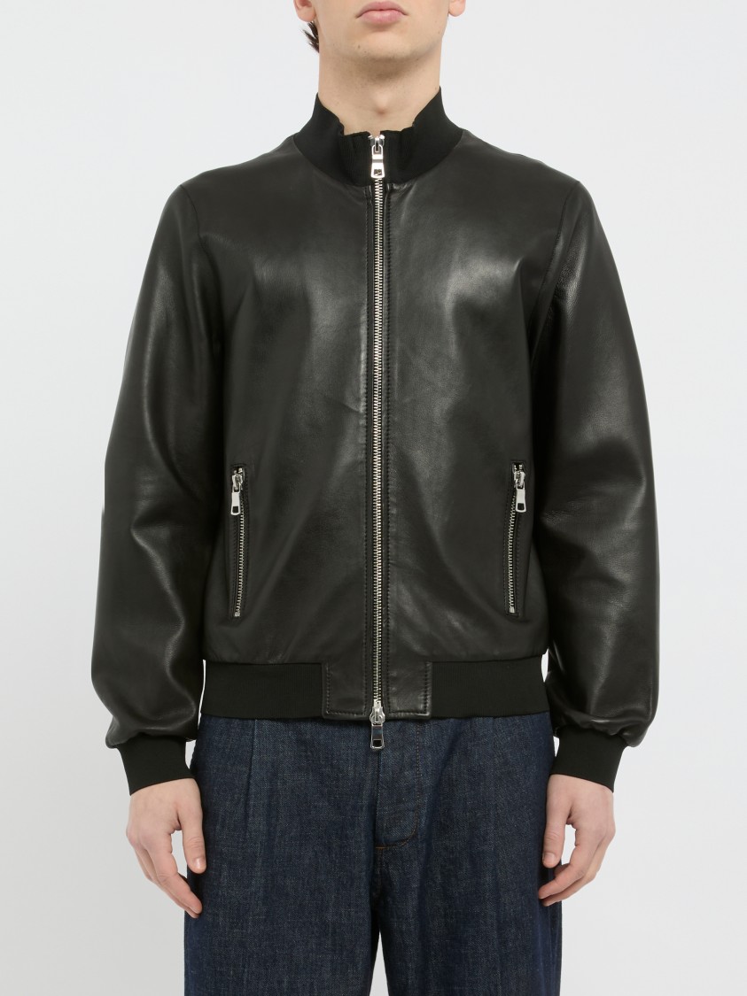 Shop The Jack And Jackie Leathers Bomber Jacket With Smooth Leather Finish