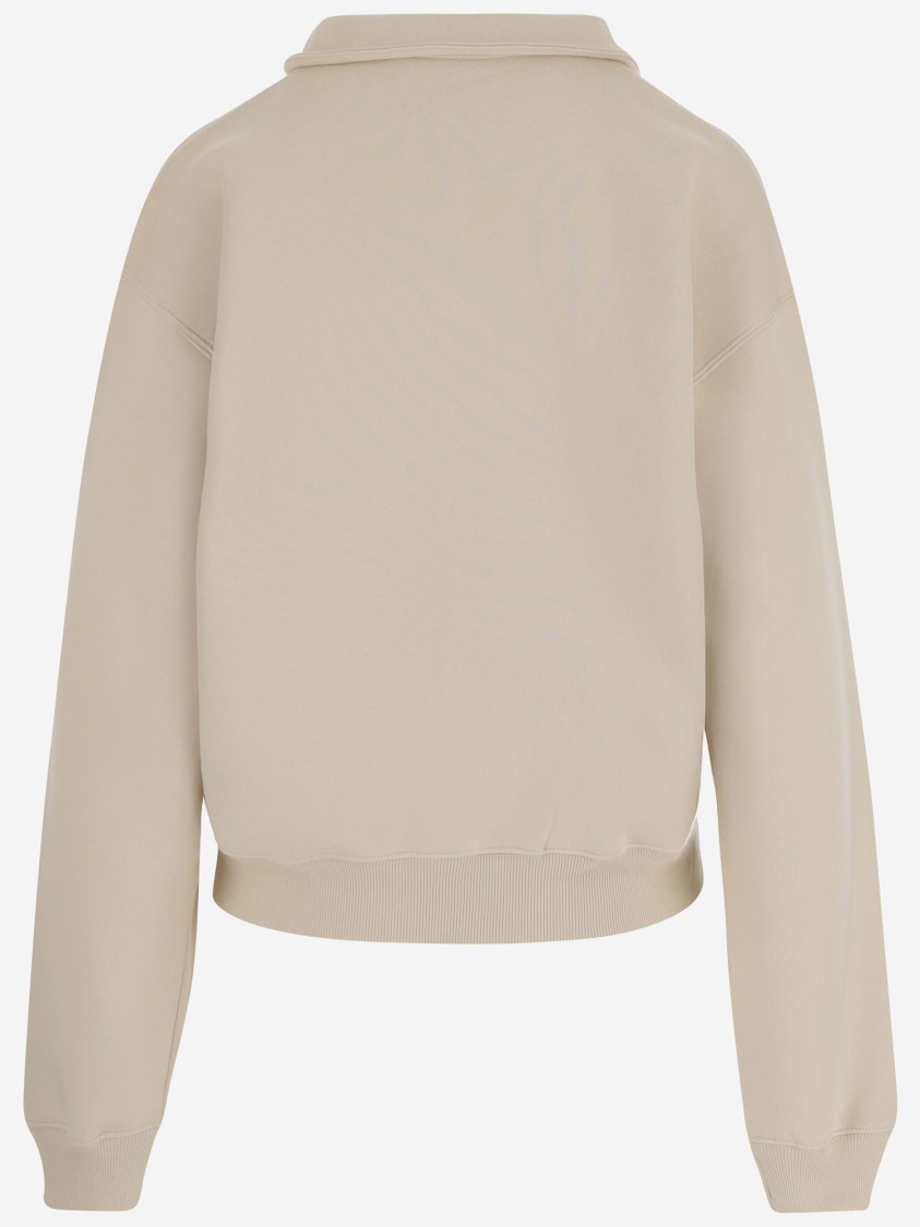 Jacquemus Cotton Fleece Sweatshirt With High Collar And Grosgrain Detail In Multi