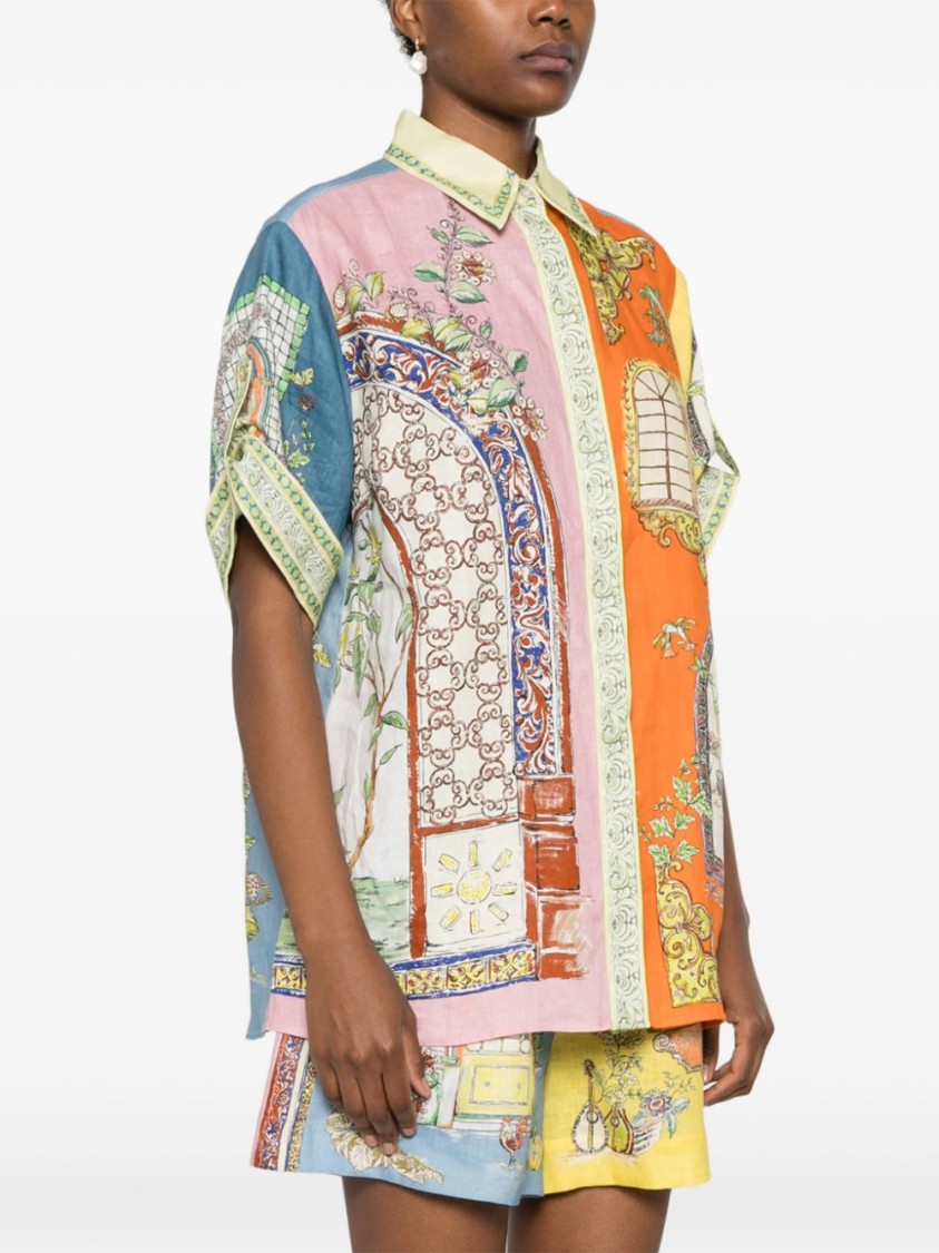 Alemais Multicoloured Colour-block Linen Shirt In Multicolor