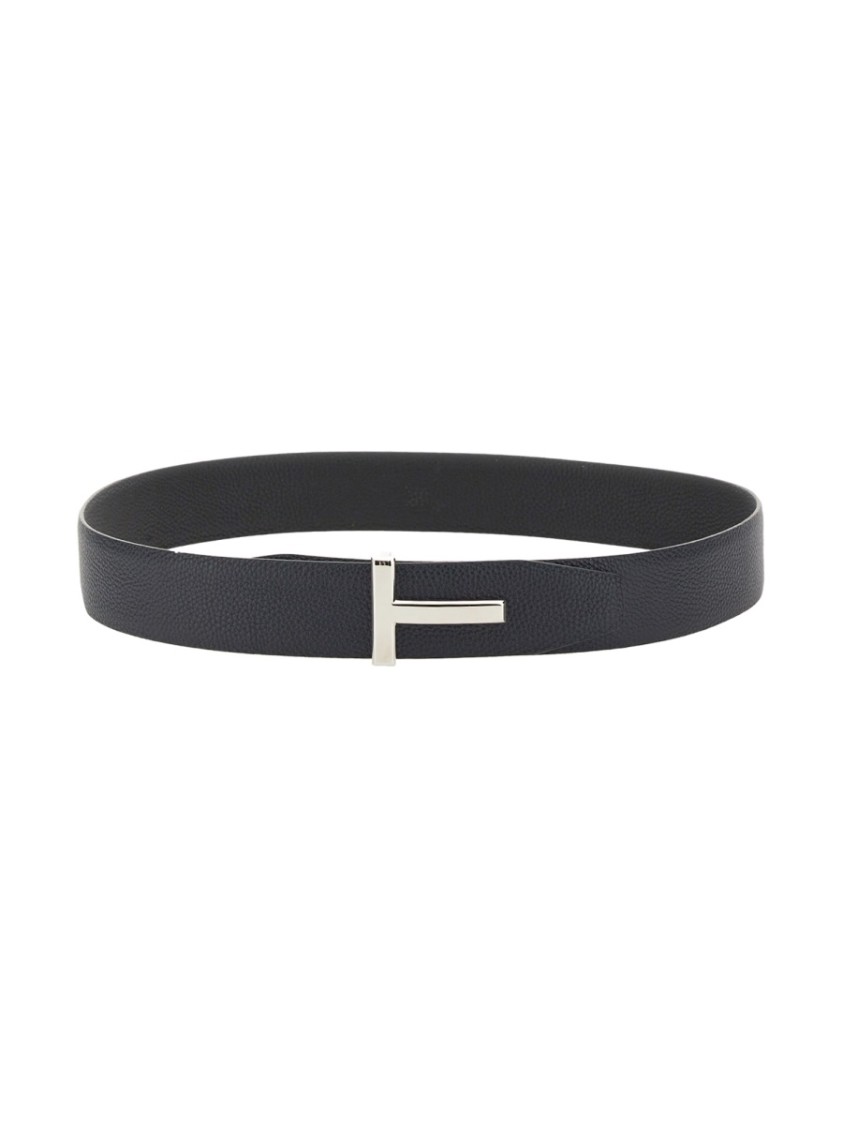 Tom Ford Reversible Calf Leather Belt In Black