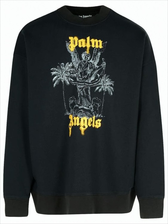 Palm Angels Relaxed-Fit Black Sweatshirt With Graphic Angel