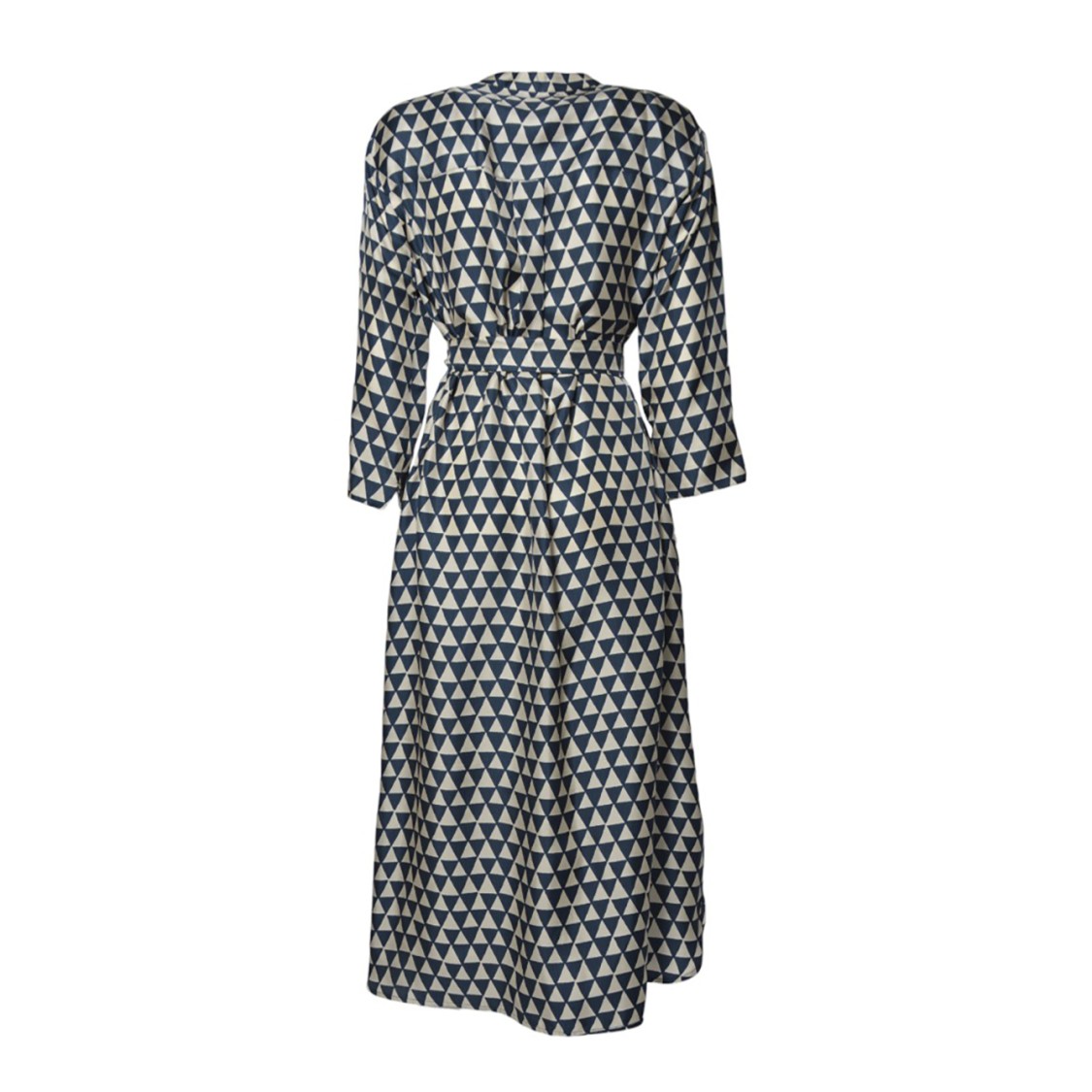 Max Mara Geometric Triangle Pattern Midi Dress With Tie Belt In Black
