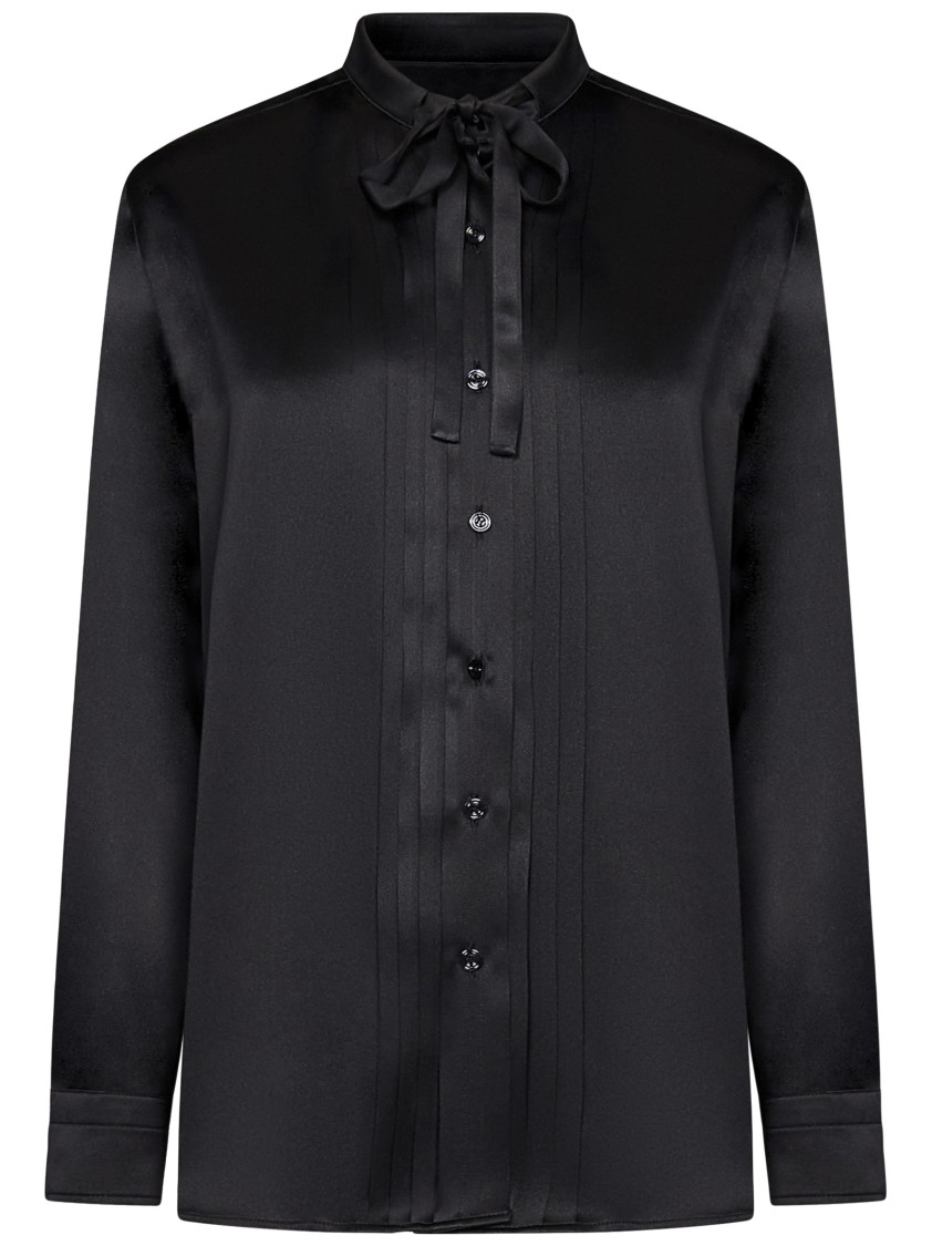 Tom Ford Camicia In Seta Con Dettaglio Plissettato In Black