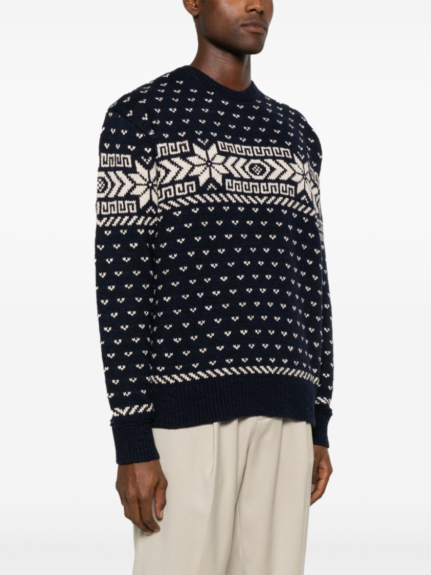 Shop Polo Ralph Lauren Blue/white Ls Rn Po-long Sleeve-pullover