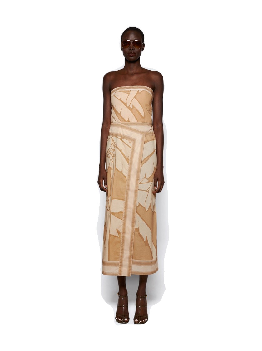 JOHANNA ORTIZ JOHANNA ORTIZ PALMS PONTOON AFTERNOON ANKLE DRESS SALTY PALMS SAND