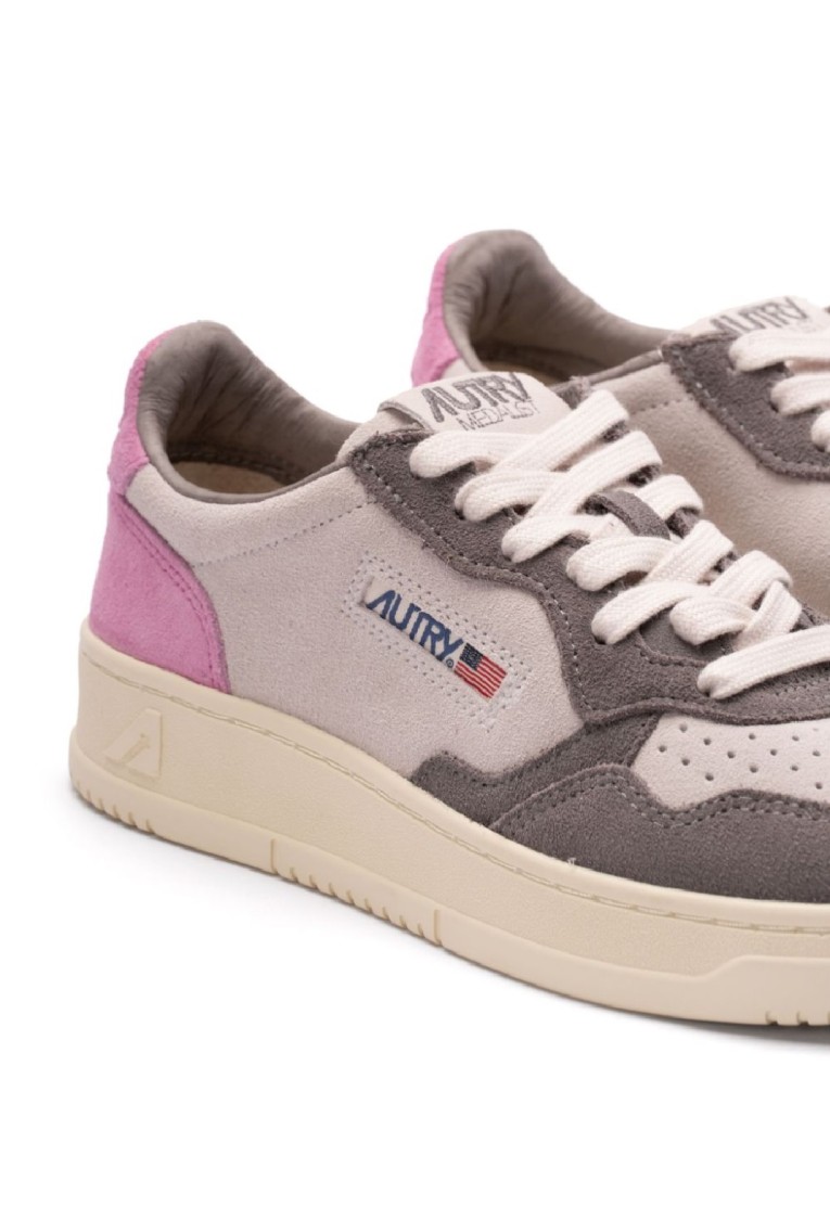 Autry Tricolor Suede Medalist Low Sneakers With Padded Collar In Multi