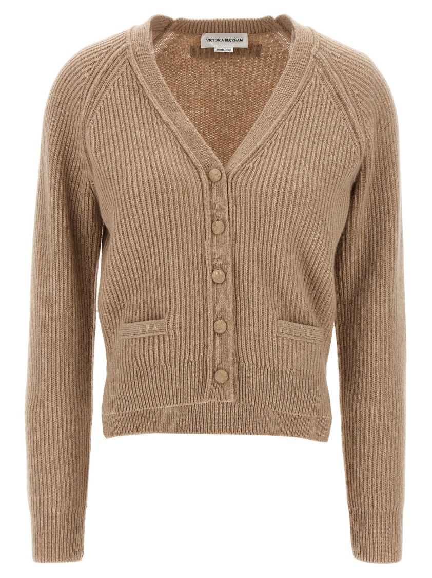 Victoria Beckham Stepped Hem Cardigan in Brown | THE LIST