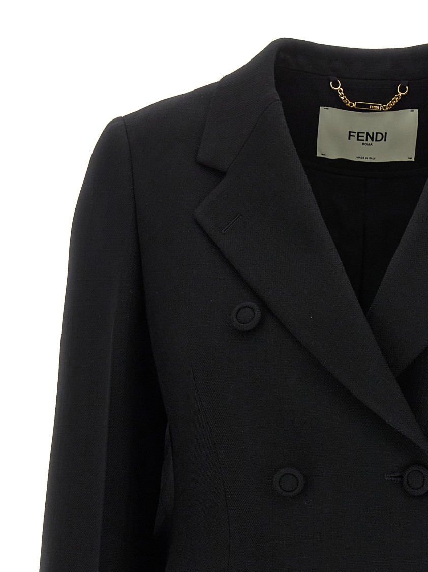 Fendi Black Wool Blend Blazer In Black