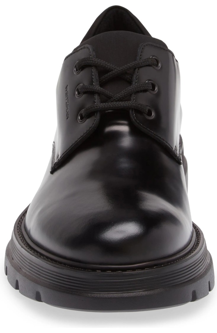 Stuart Weitzman Polished Lace-up Calf Leather Shoe In Black