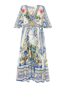 Camilla White V-Neck Crop Top With Knot Detailing And Wide Camilla White V-Neck Crop Top With Knot Detailing And Wide