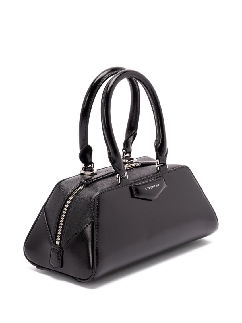 Givenchy Structured Black Handbag With Glossy Finish And Versatile Straps In Black