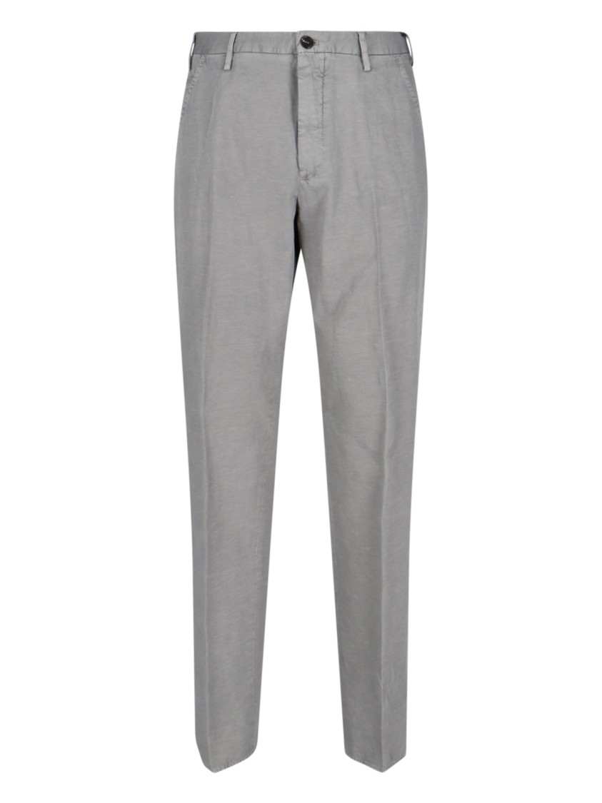 Incotex High-waisted Grey Chino Pants With Straight Leg Design In Grey