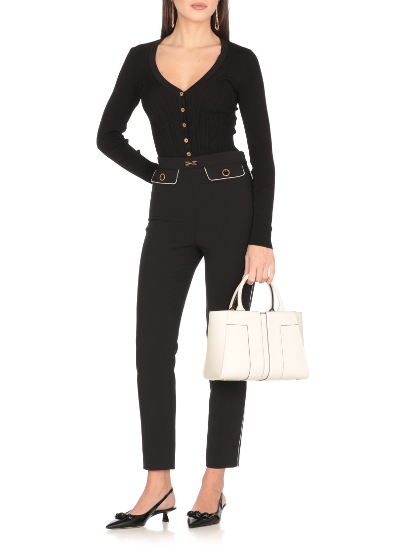 ELISABETTA FRANCHI ELISABETTA FRANCHI IVORY SHOULDER BAG WITH LOGO
