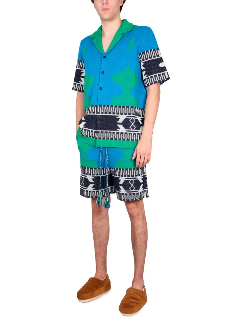 Alanui Piquet Cotton Icon Shorts With Geometric Motif