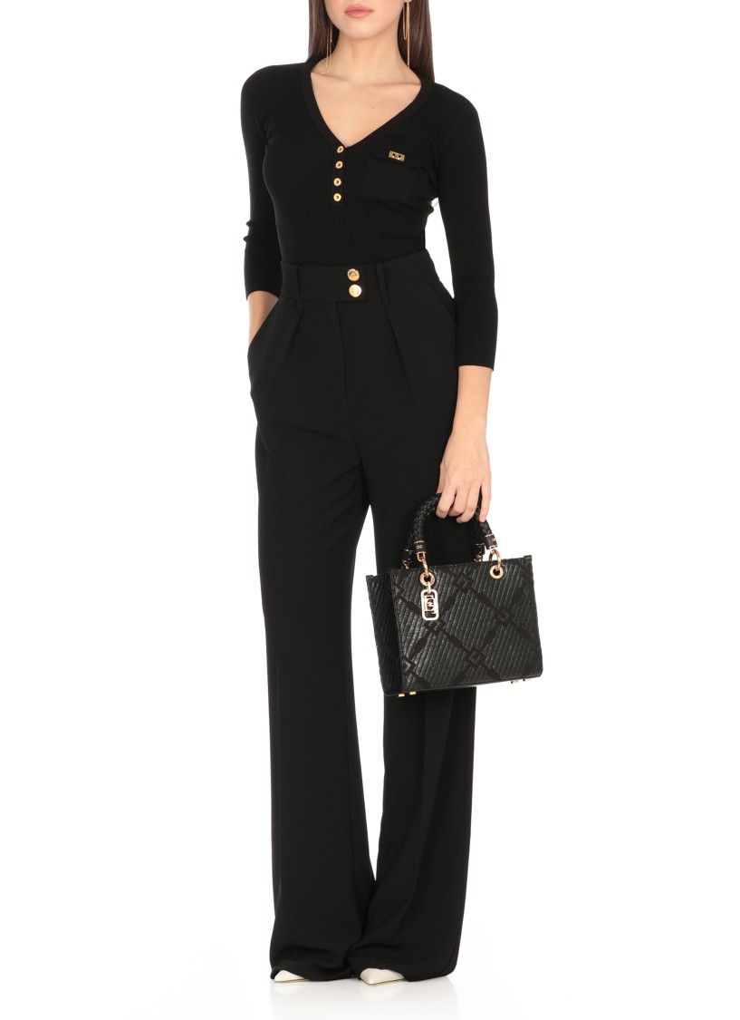 ELISABETTA FRANCHI ELISABETTA FRANCHI BLACK CREPE PANTS