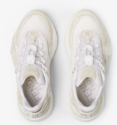 Fendi Textured And Smooth Neutral Sneakers