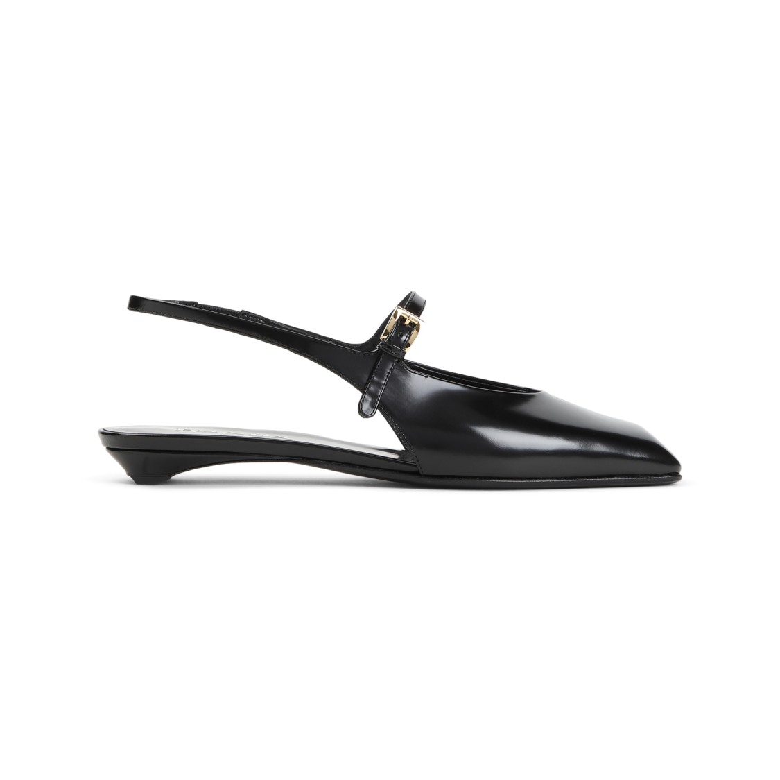 Prada Mary Jane Patent Pointy-toe Slingback Ballerina Flat In Black