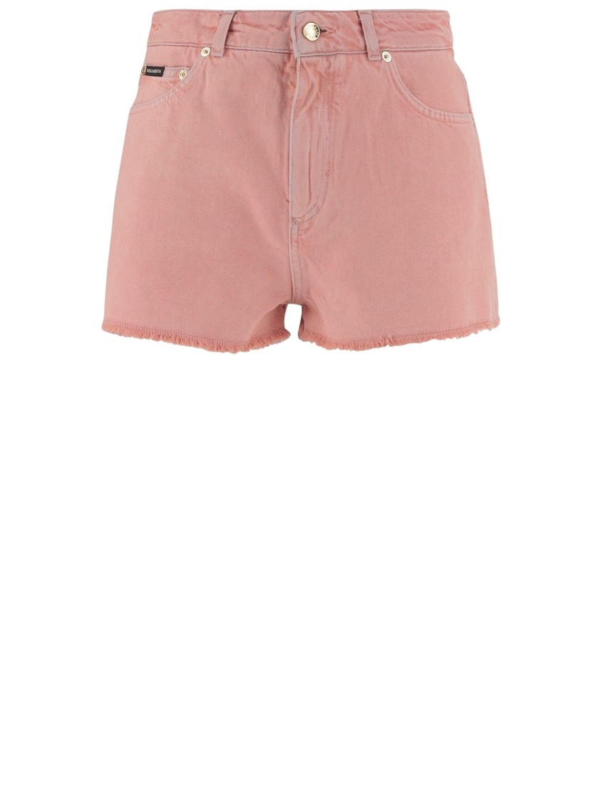 Dolce & Gabbana Regular Rise Flared Denim Shorts Clothing In Pink