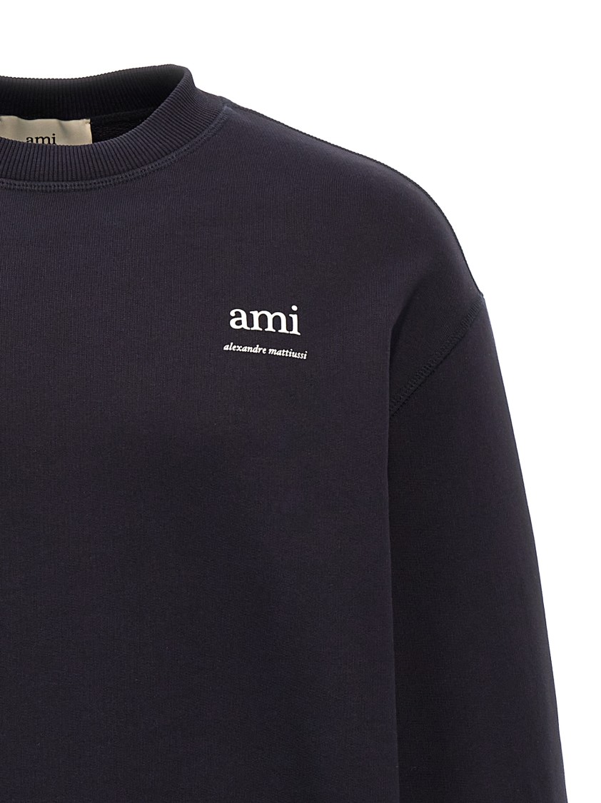 Ami Alexandre Mattiussi Black Crewneck Sweatshirt With Logo Lettering Detail On The Front And Adc Logo Embroidery On The Rea In Black