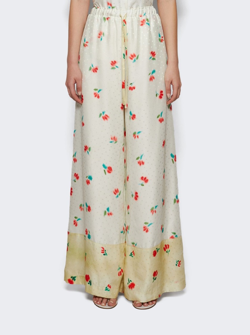 Rosie Assoulin Relaxed Fit Trousers In Tuplid Jacquard With Floral Pattern