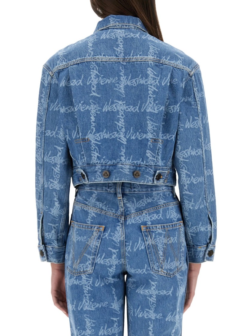 Vivienne Westwood Cropped Indigo Blue Jacket With Flap Pockets In Blue