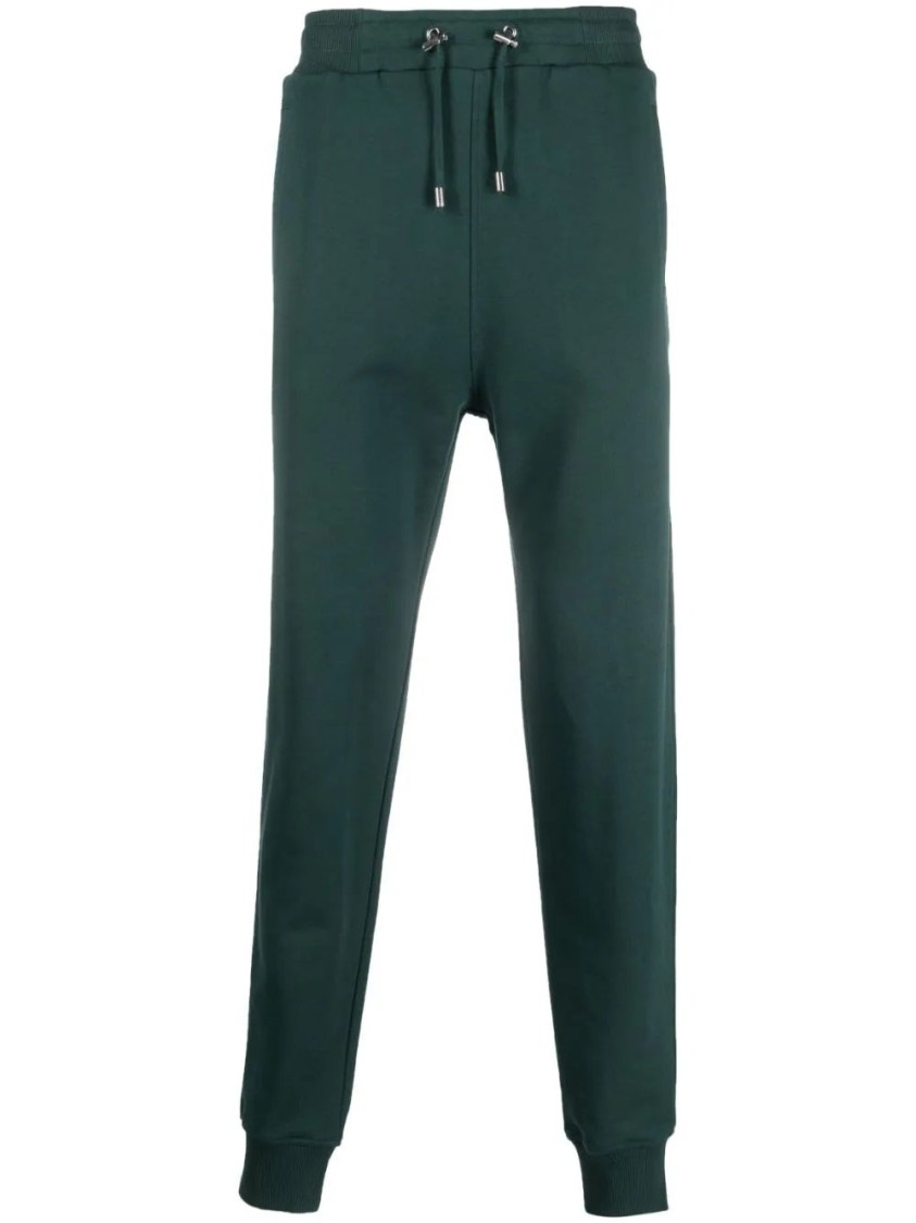 Balmain Logo-patch Cotton Track Pants In Green