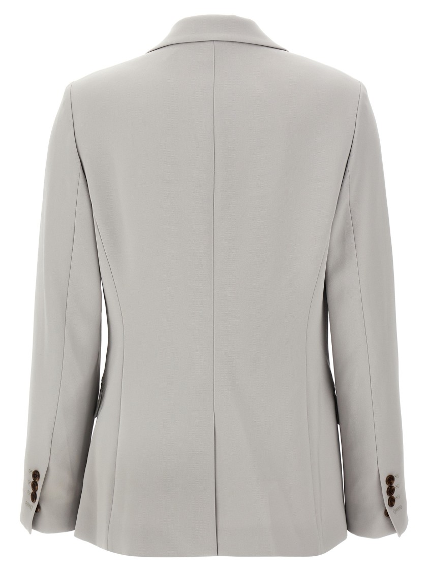 Theory Structured Blazer With Notched Lapels And Back Vent In Gray