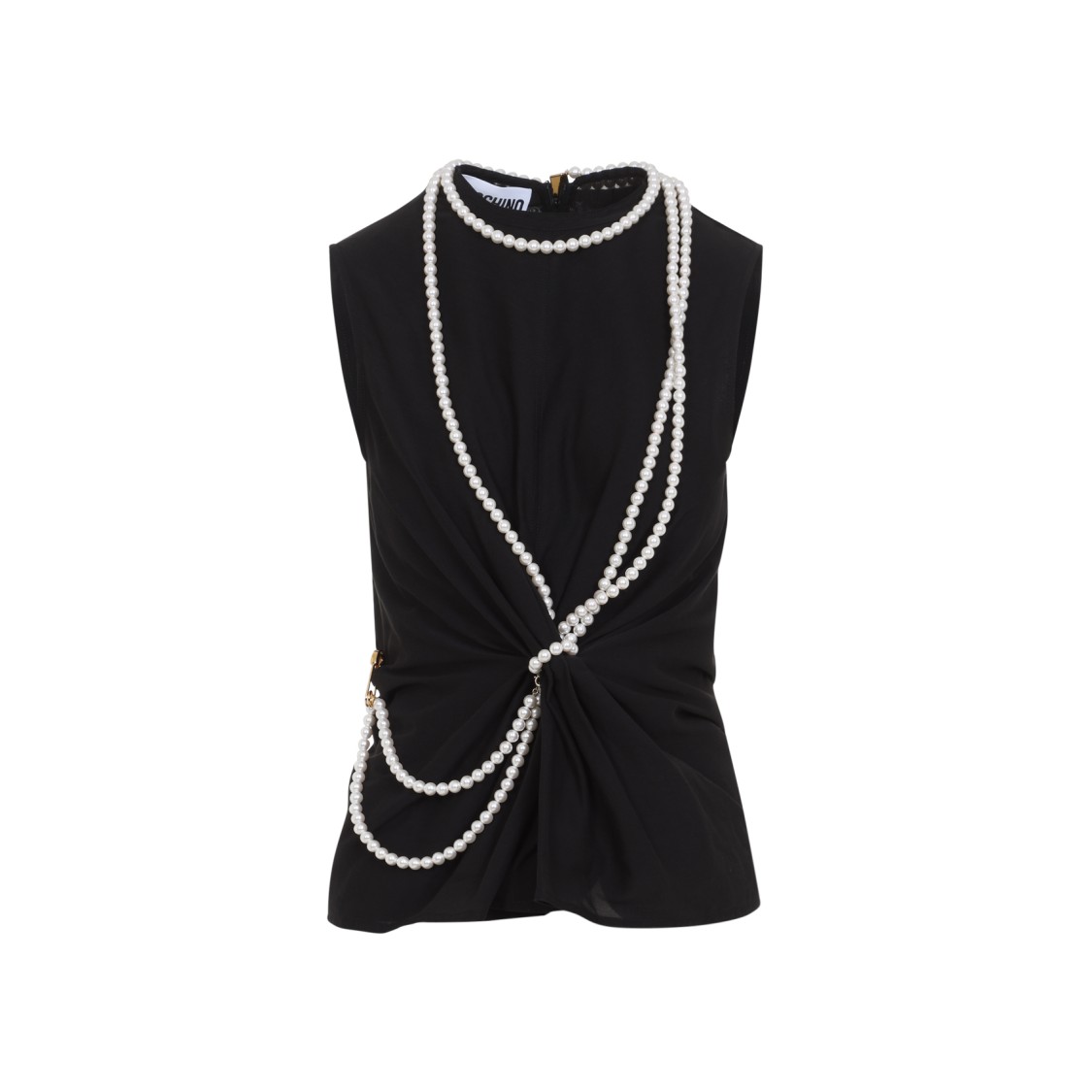 Shop Moschino Black Cotton And Silk Top