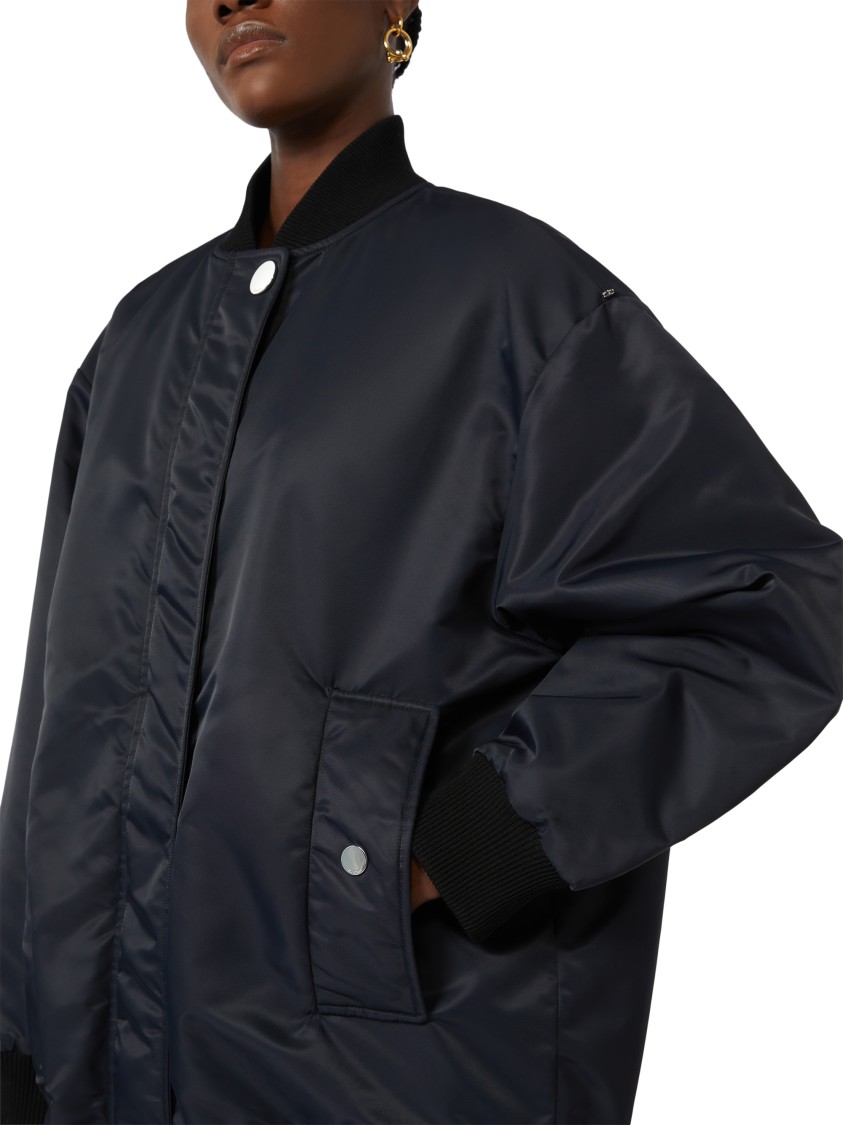 Max Mara Classic Bomber Jacket With Smooth Finish In Blue