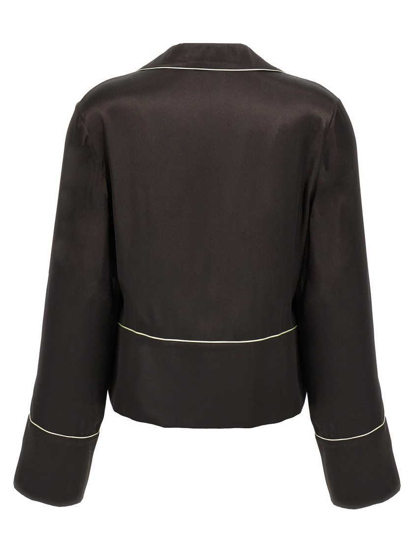 Off-white Pajama-style Black Shirt In Acetate In Black