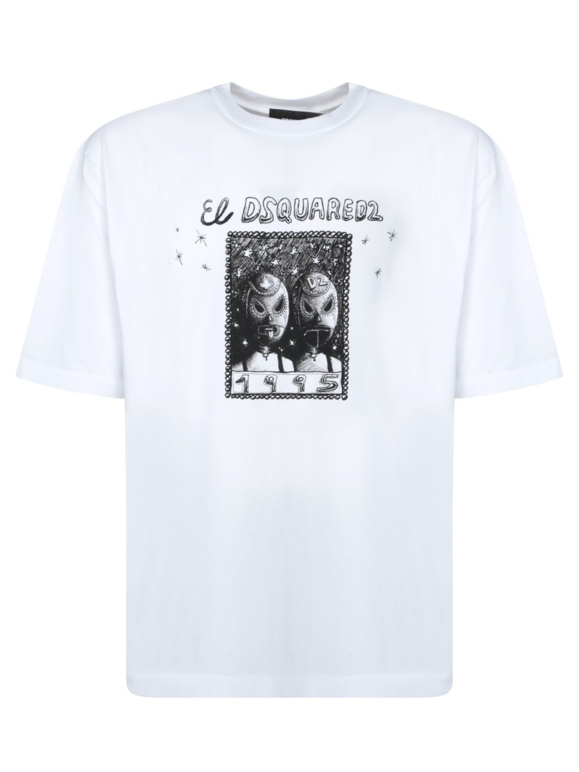 Shop Dsquared2 Short Sleeve Crewneck T-shirt With Bold Graphic Print