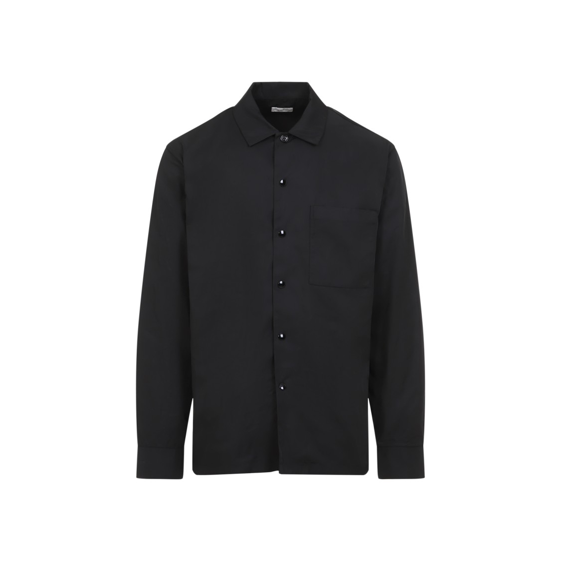 Dries Van Noten Cornish Black Tech Fabric Shirt With Pointed Collar In Black