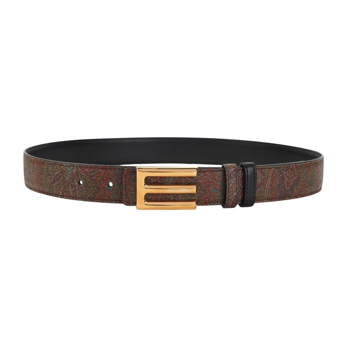 Etro Adjustable Textured Fabric Belt With Gold-tone Buckle In Brown