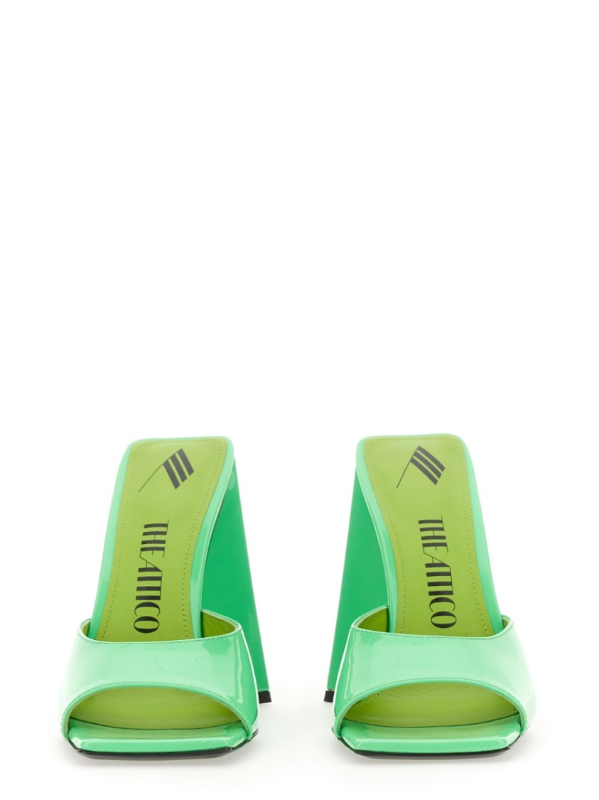 Attico Devon Patent Leather Sandals In Green