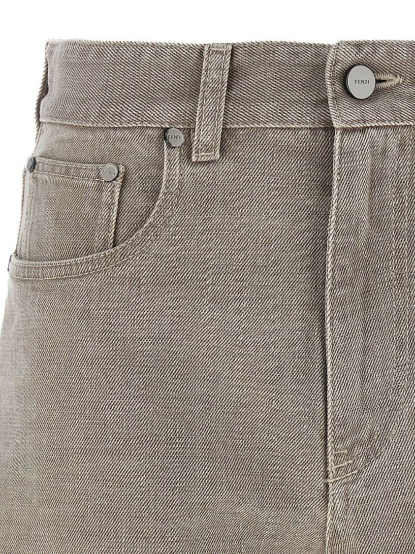 Fendi Grey Denim Shorts In Multi