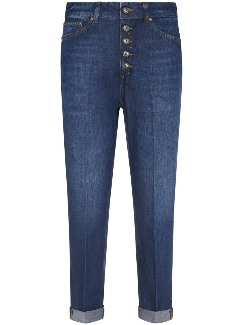 Dondup High-waisted Denim Trousers With Rolled Cuffs In Blue