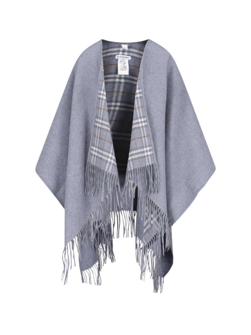 Burberry Reversible Merino Wool Cape In Gray