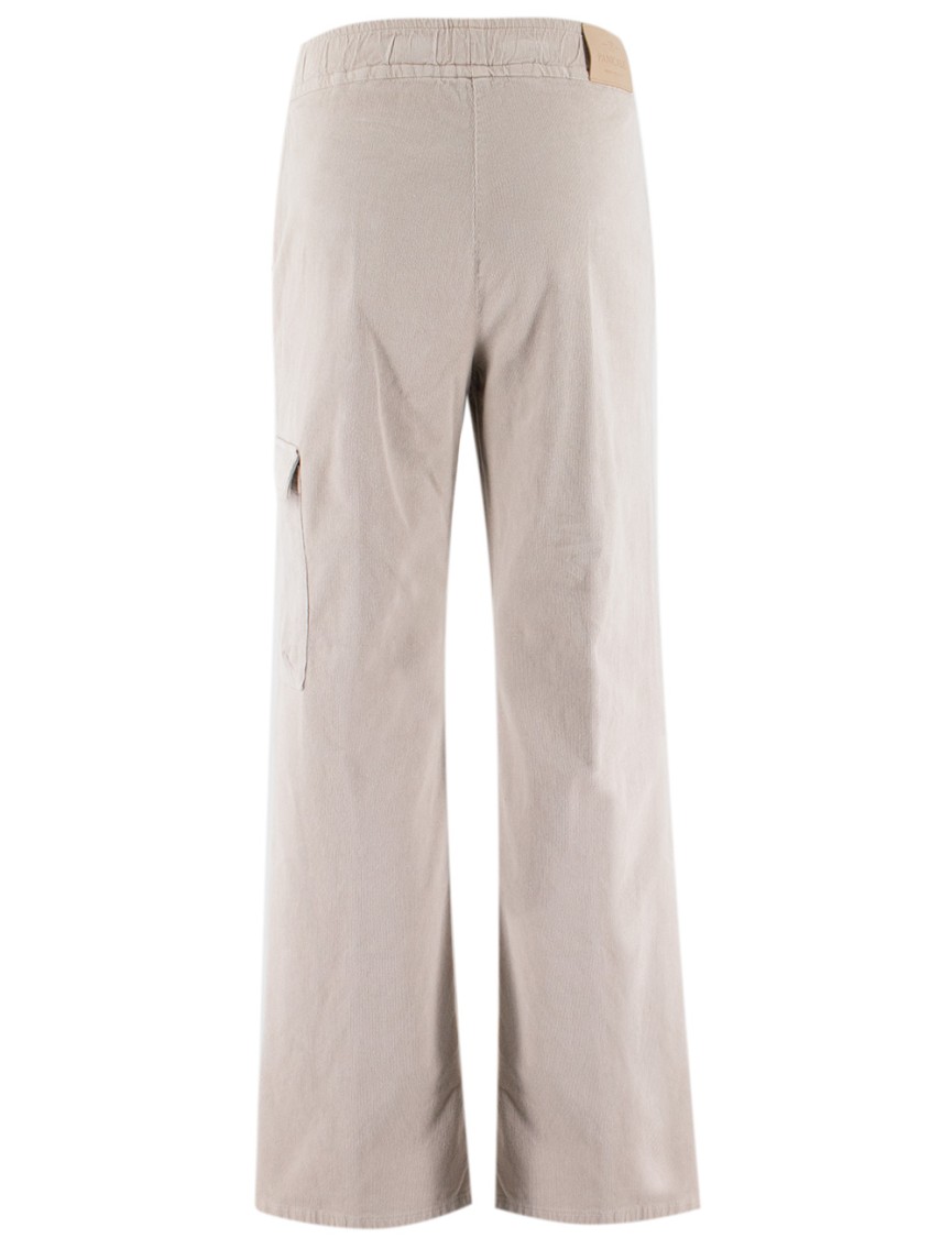 Panicale Fine-ribbed Trousers With Elasticated Waist In Neutral