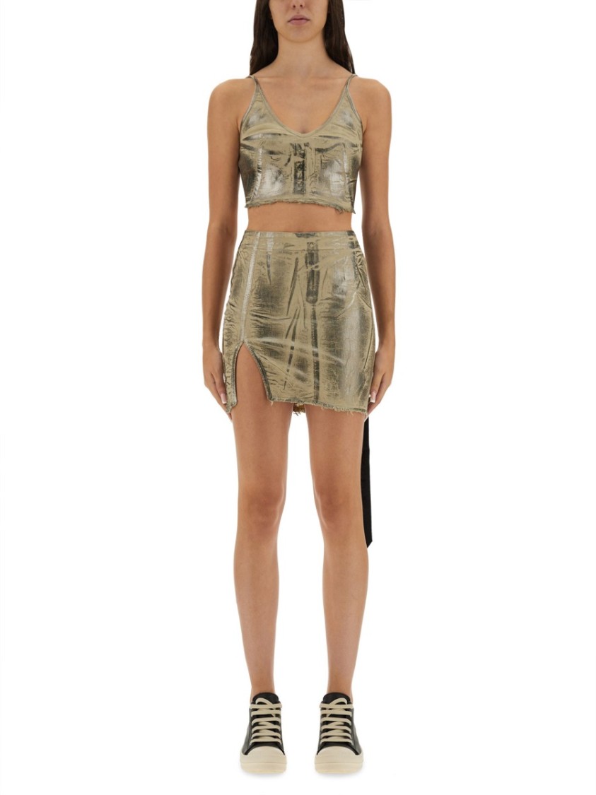 Rick Owens Drkshdw Drkshdw By Rick Owens Cropped Fitted Top With Subtle Sheen In Neutral
