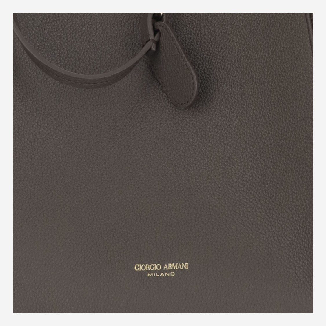 Giorgio Armani Leather Tote Bag With Logo In Brown