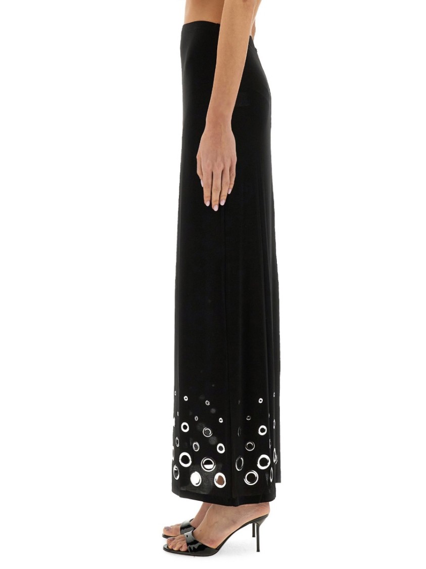 Shop Rabanne Long Jersey Skirt In Black
