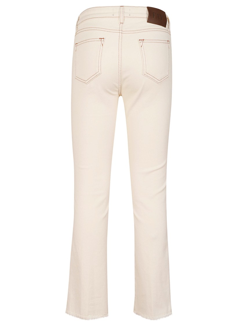 Fay Fitted Denim Jeans With Slight Flare Hem In Neutral