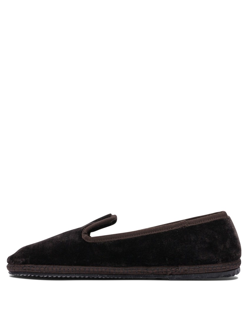 Sentier Di Segantin Roberta Brown Slip-on Loafers With Plush Fabric And Rubber Sole In Black