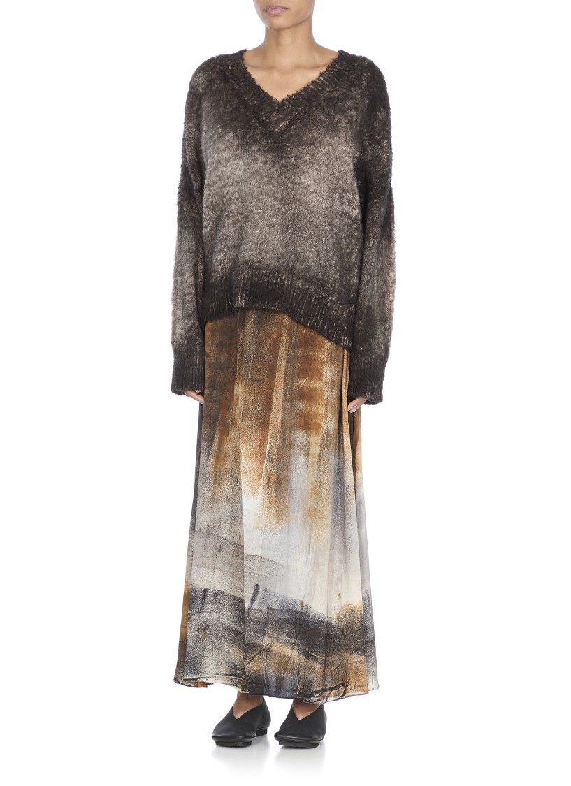 Avant Toi Deep V-neck Cotton Blend Sweater In Gray
