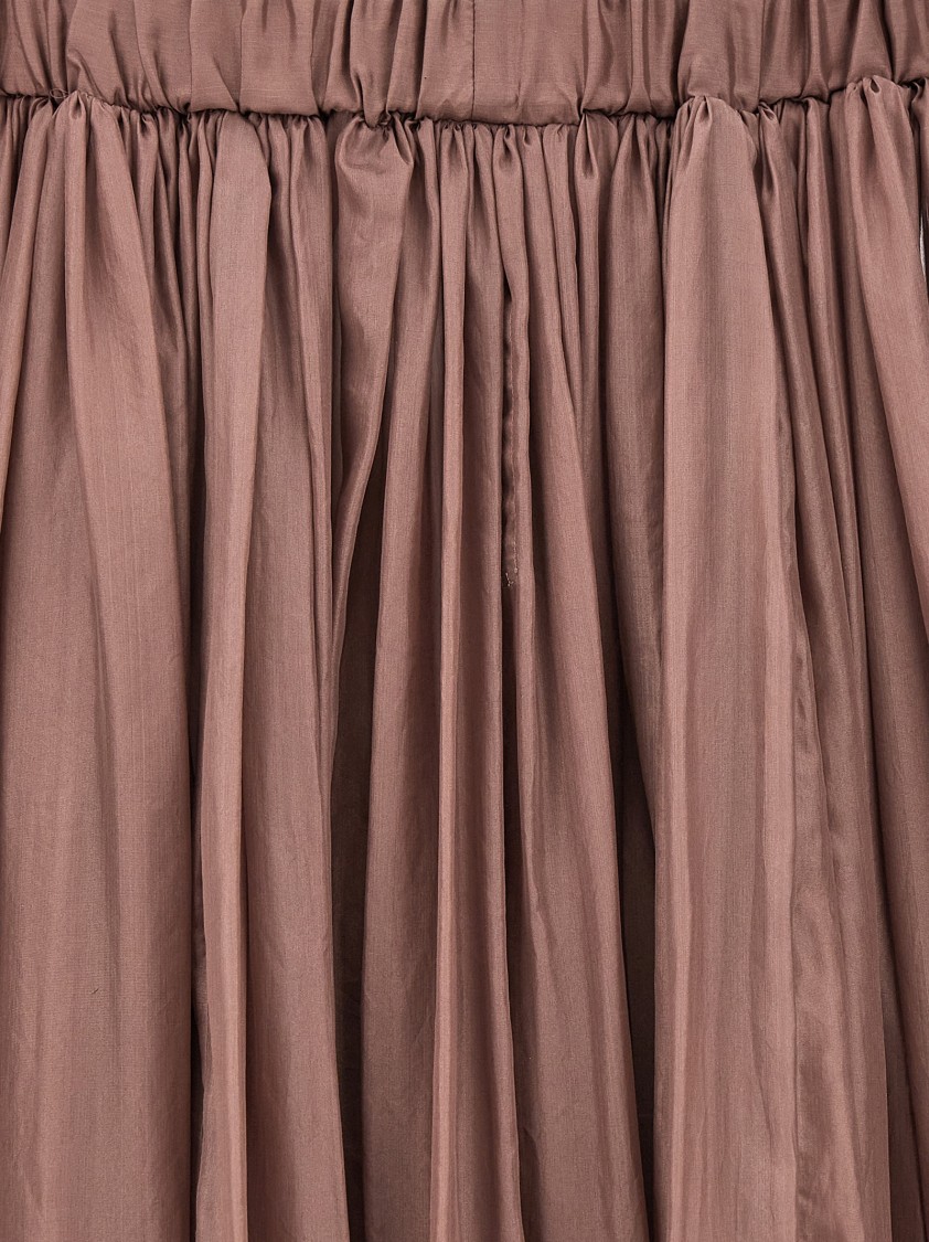 Rick Owens Floor-length Silk Dress With Elasticized Bodice In Brown