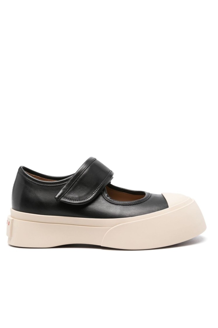 MARNI MARNI BLACK SNEAKERS WITH PLATFORM SOLE AND DISTINCTIVE STRAP