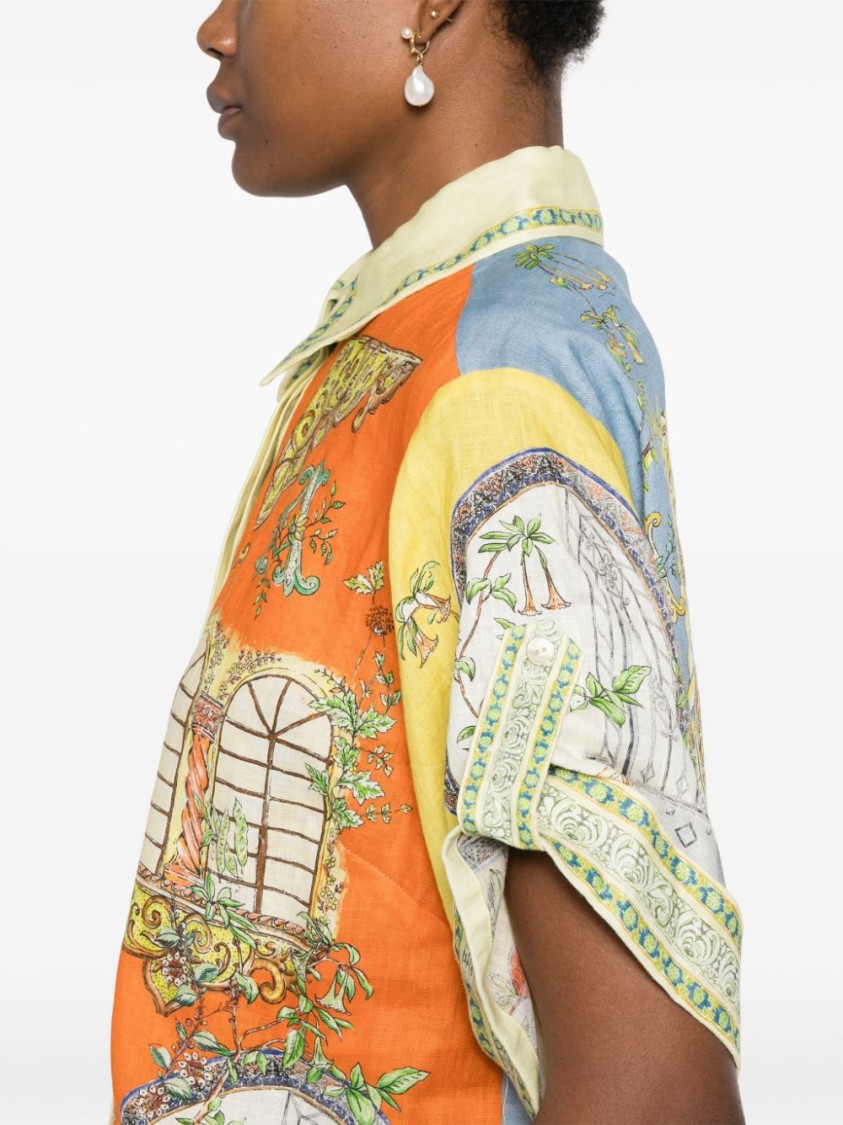 Alemais Multicoloured Colour-block Linen Shirt In Multicolor