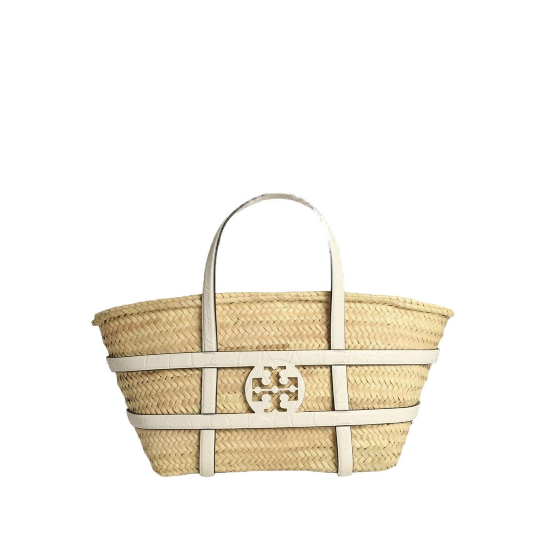 Tory Burch Ella White Basket Straw Shopping Bag In Neutral